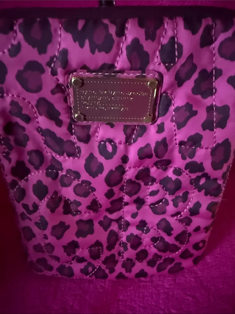 Marc Jacob Hot Pink and Black Leopard Quilted I  pad case Pouch